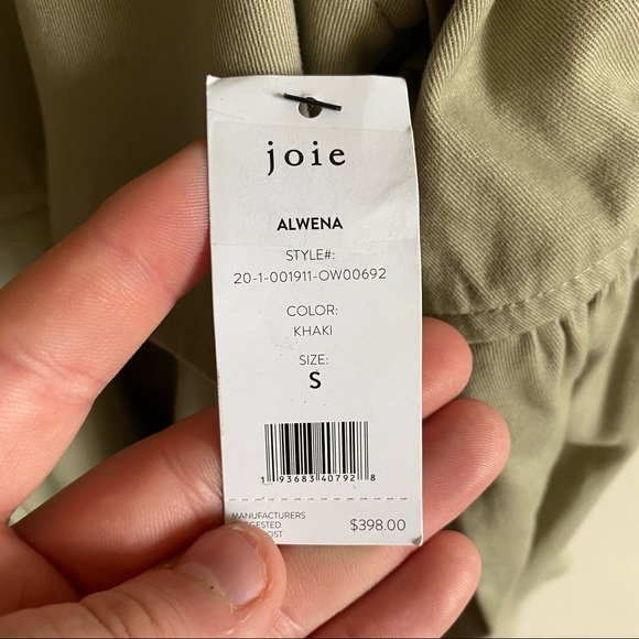 Joie Alwena Khaki Belted Long Cotton Trench Coat - Picture 8 of 9